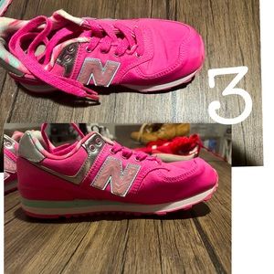 Pink girls new Balance shoes.